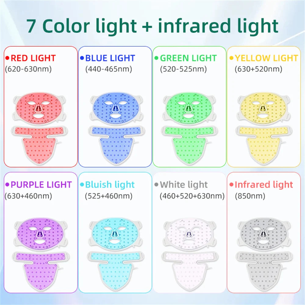 SKINDELÚX LED Light Therapy Face & Neck Mask - 8-Color Photon Rejuvenation System