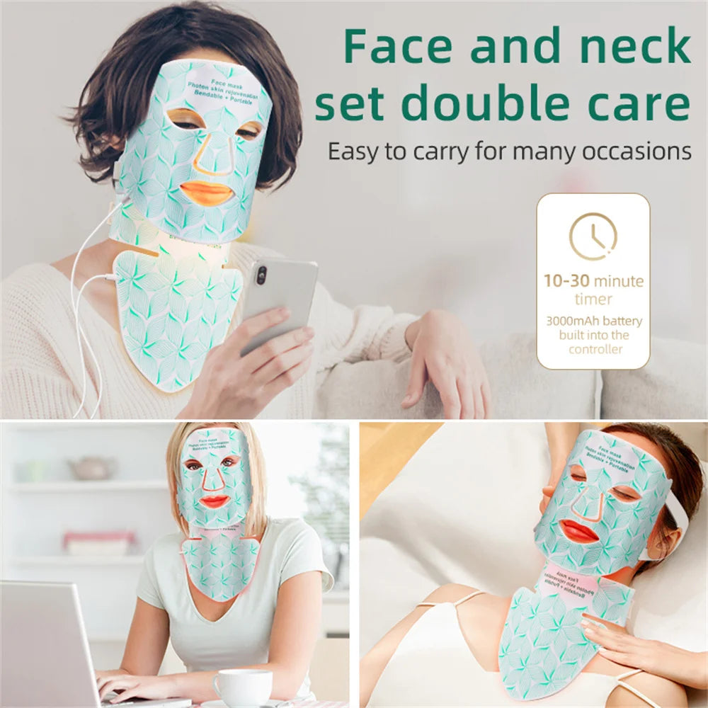 SKINDELÚX LED Light Therapy Face & Neck Mask - 8-Color Photon Rejuvenation System