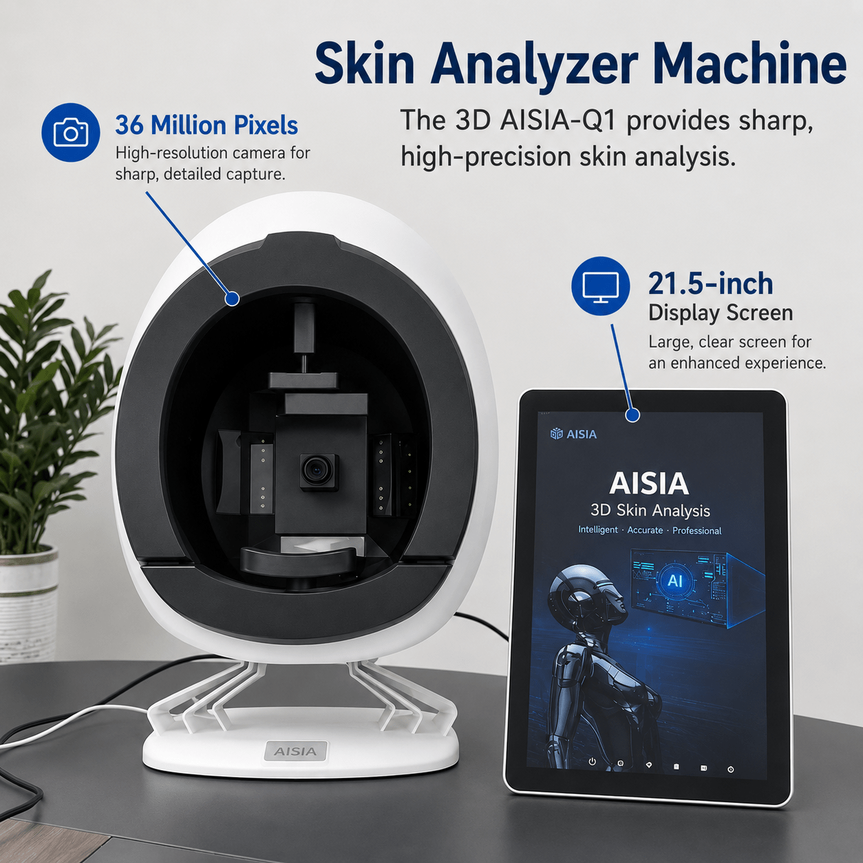 AISIA Q1 3D AI Facial Skin Analyzer - 8-Spectrum Professional Skin Analysis Device - Skin Delux