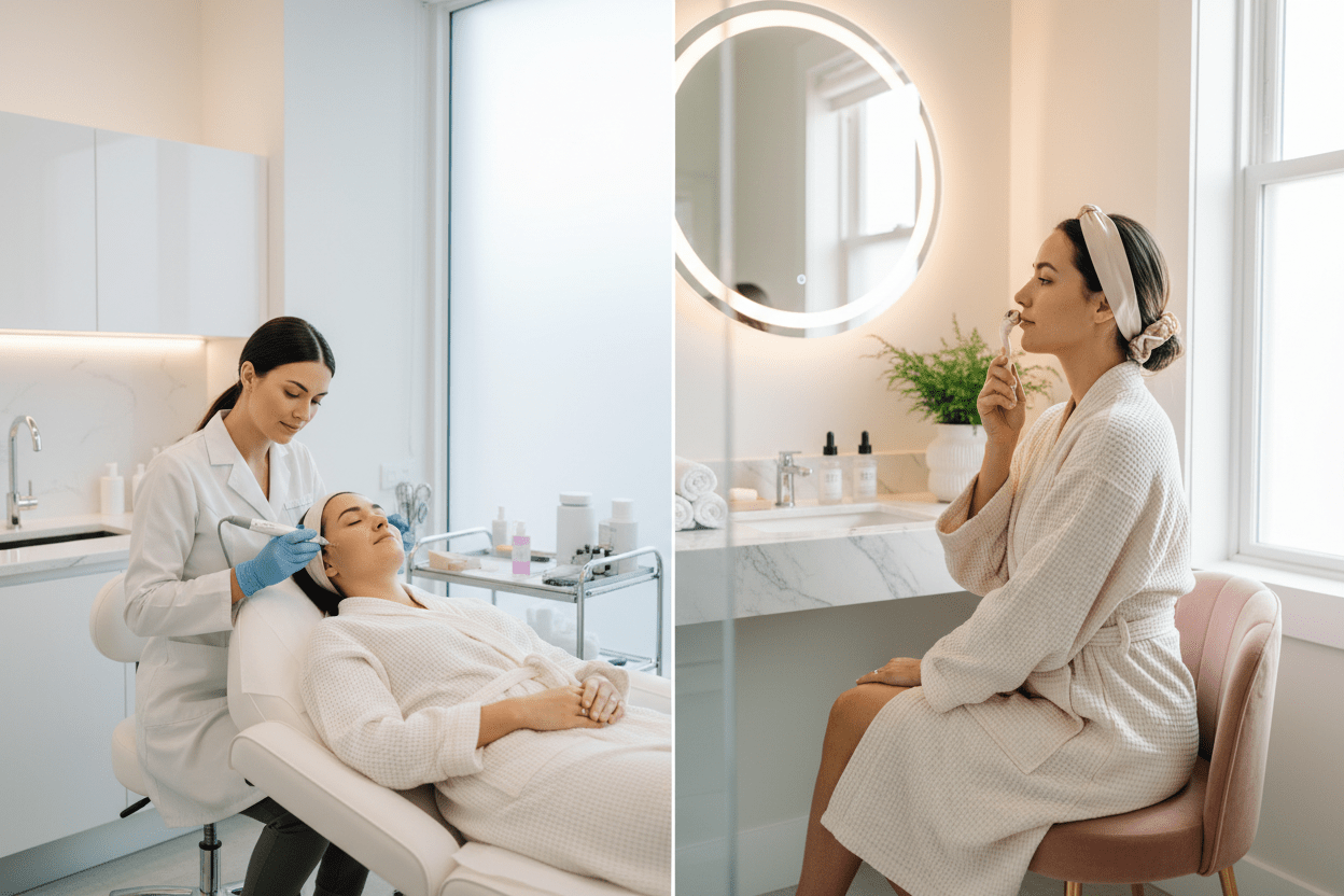 At-Home vs In-Clinic Microneedling: What's the Real Difference in 2026? - Skin Delux