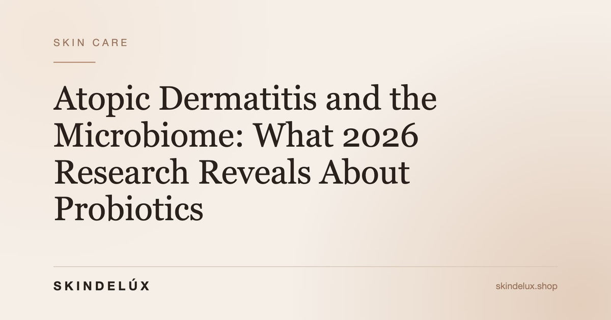 SKINDELÚX article cover: “Atopic Dermatitis and the Microbiome: What 2026 Research Reveals About Probiotics”