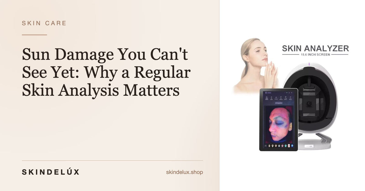 “Sun Damage You Can't See Yet: Why a Regular Skin Analysis Matters” — cover with the AISIA Q1 3D AI facial skin analyzer