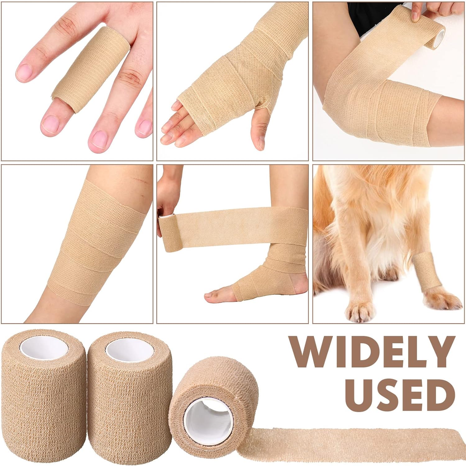 Elastic Adhesive Tape Bandage Wraps, 3 Inch x 5 Yard (48 Pcs)