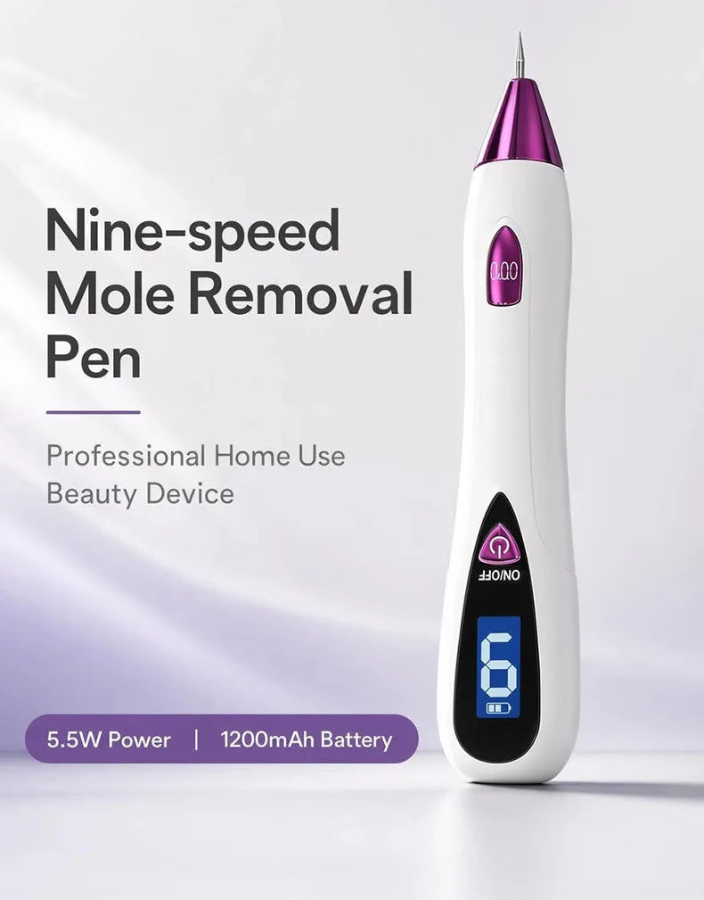 Mole Removal Pen Portable Electric Skin Tag Freckle Wart Tattoo Spot Remover Machine 9‑Speed Adjustable Home Use Beauty Device