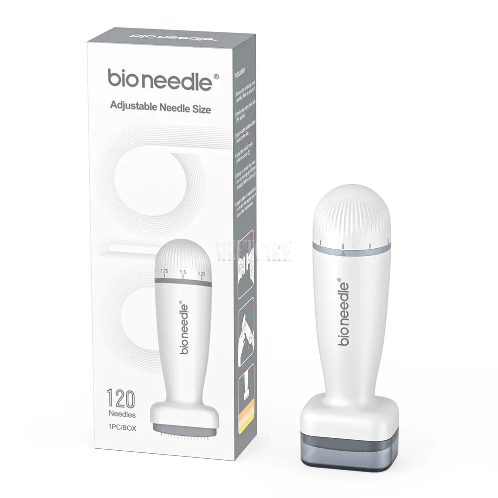 SKINDELÚX Adjustable Derma Stamp - 120-Pin Microneedle Tool for Beard &amp; Hair