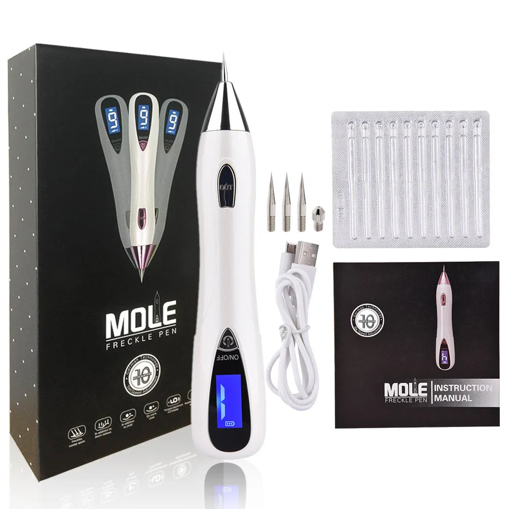 Mole Removal Pen Portable Electric Skin Tag Freckle Wart Tattoo Spot Remover Machine 9‑Speed Adjustable Home Use Beauty Device