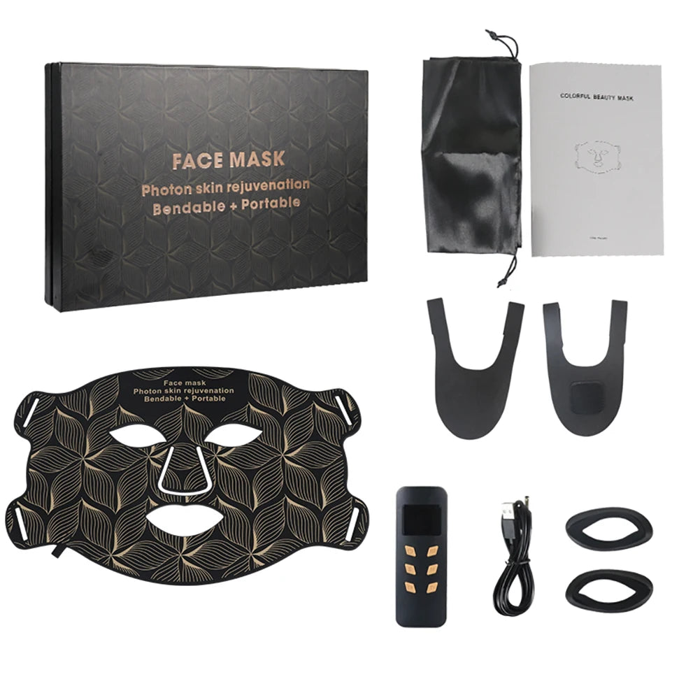 SKINDELÚX LED Light Therapy Face &amp; Neck Mask - 8-Color Photon Rejuvenation System