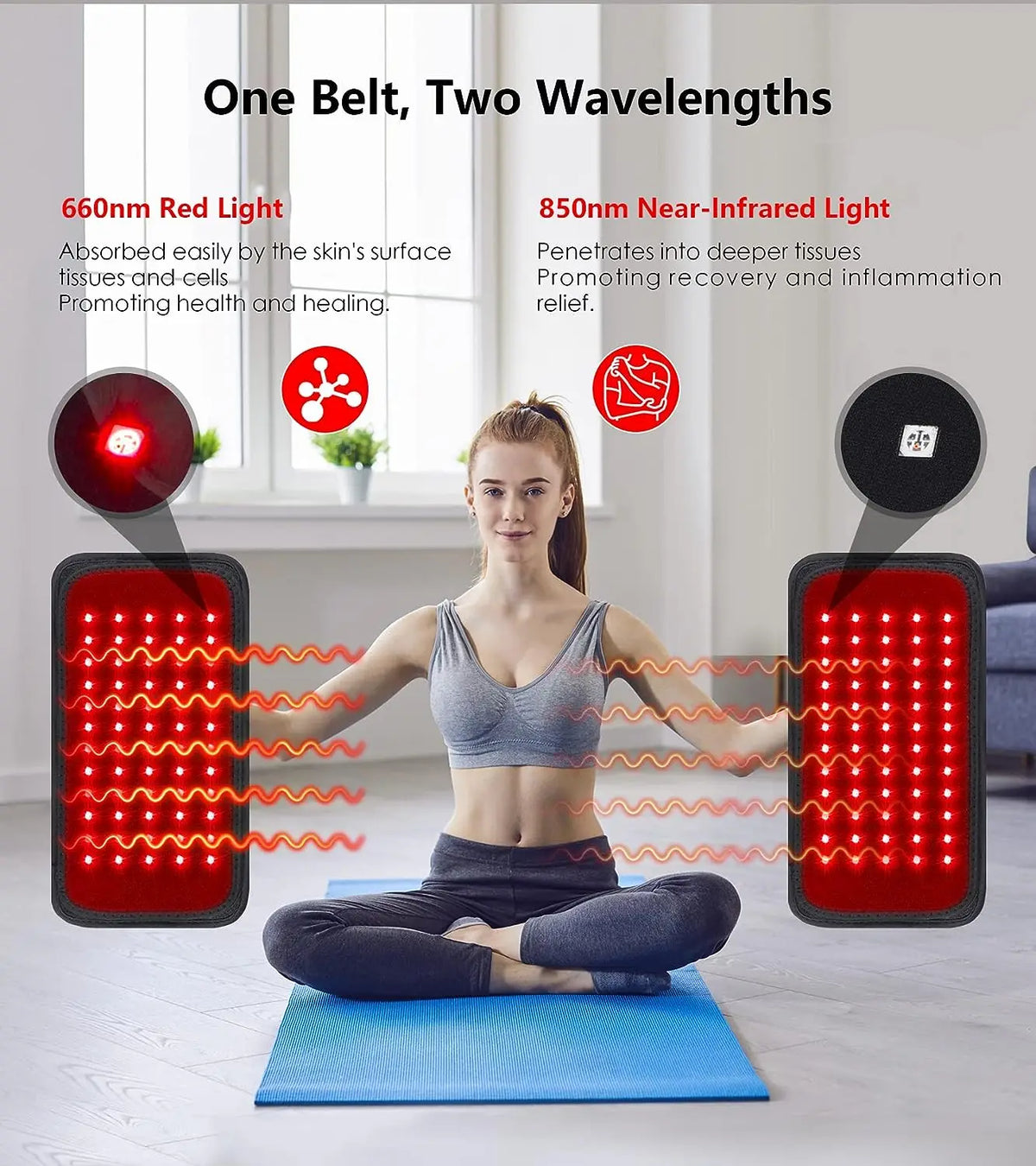 SKINDELÚX Red Light Therapy Belt - Infrared Heat Wrap for Waist &amp; Back
