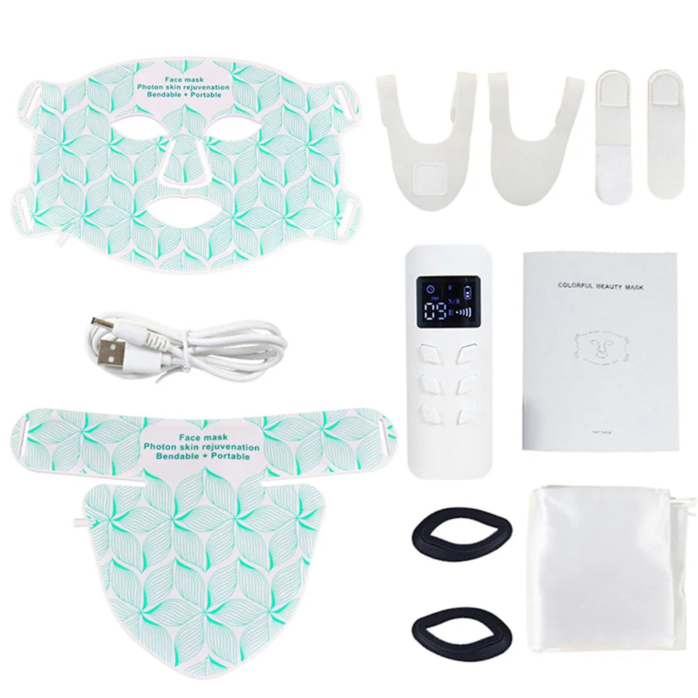 SKINDELÚX LED Light Therapy Face &amp; Neck Mask - 8-Color Photon Rejuvenation System