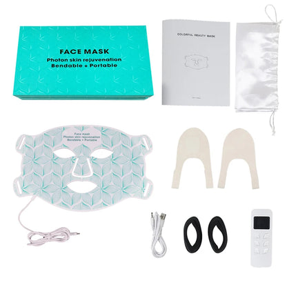SKINDELÚX LED Light Therapy Face &amp; Neck Mask - 8-Color Photon Rejuvenation System