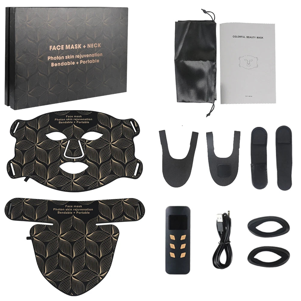 SKINDELÚX LED Light Therapy Face &amp; Neck Mask - 8-Color Photon Rejuvenation System