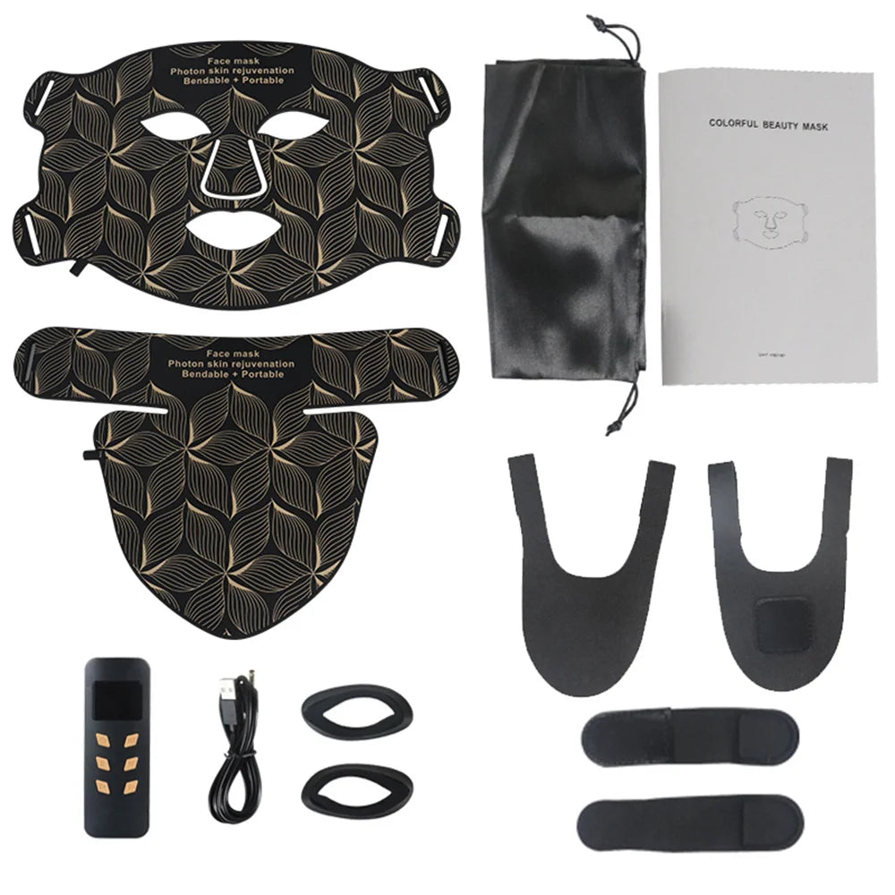 SKINDELÚX LED Light Therapy Face &amp; Neck Mask - 8-Color Photon Rejuvenation System