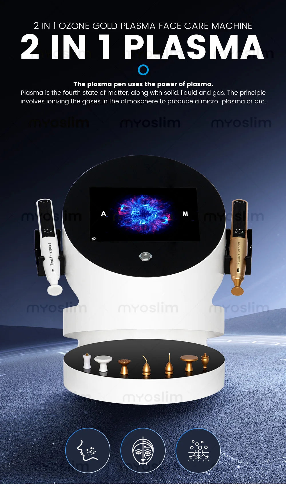 Portable 2 in 1 Cold Plasma Ozone Pen For Face Spot Removal Skin Eyelid Lifting Mole Remove Plasma Wrinkle Removal