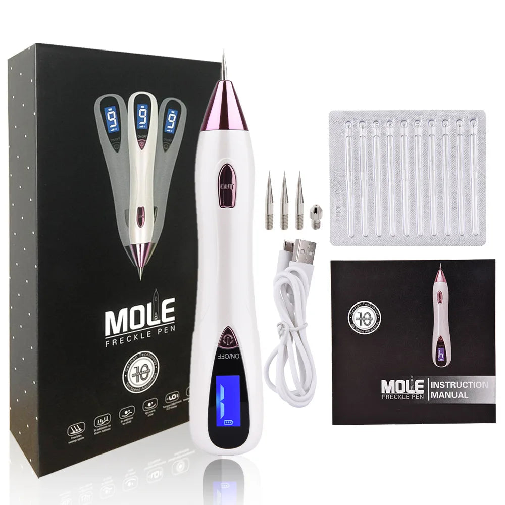 Mole Removal Pen Portable Electric Skin Tag Freckle Wart Tattoo Spot Remover Machine 9‑Speed Adjustable Home Use Beauty Device