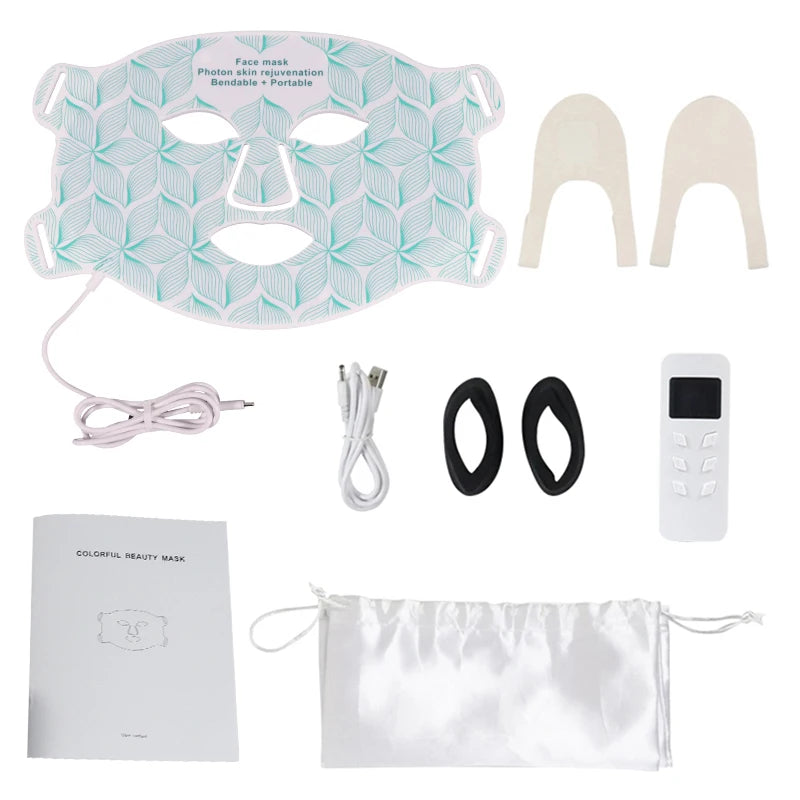 SKINDELÚX LED Light Therapy Face &amp; Neck Mask - 8-Color Photon Rejuvenation System