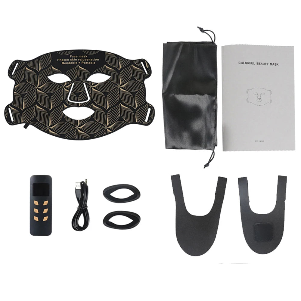 SKINDELÚX LED Light Therapy Face &amp; Neck Mask - 8-Color Photon Rejuvenation System
