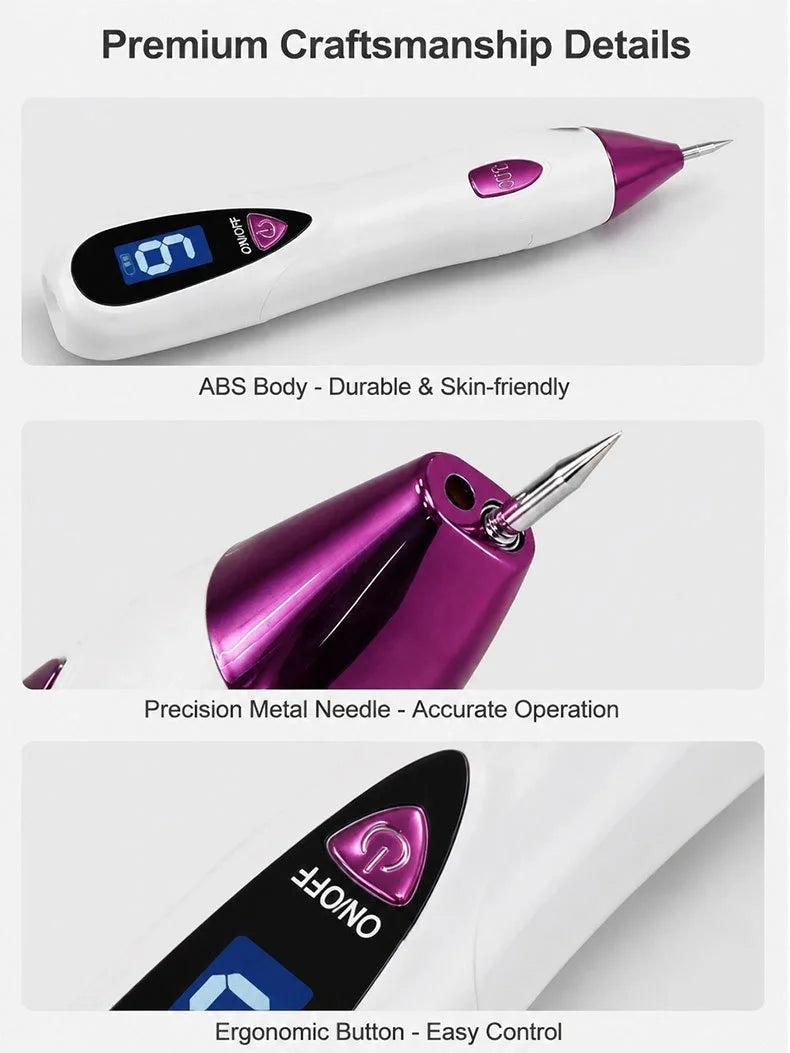 Mole Removal Pen Portable Electric Skin Tag Freckle Wart Tattoo Spot Remover Machine 9‑Speed Adjustable Home Use Beauty Device