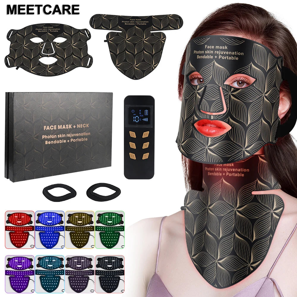 SKINDELÚX LED Light Therapy Face &amp; Neck Mask - 8-Color Photon Rejuvenation System