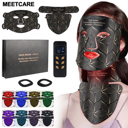 SKINDELÚX LED Light Therapy Face &amp; Neck Mask - 8-Color Photon Rejuvenation System