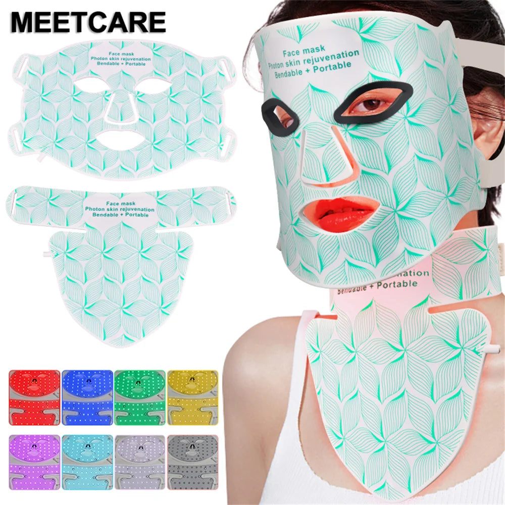 SKINDELÚX LED Light Therapy Face &amp; Neck Mask - 8-Color Photon Rejuvenation System