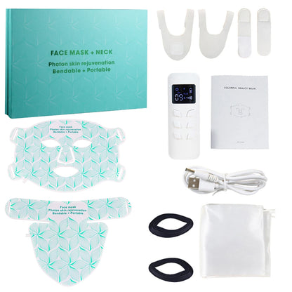 SKINDELÚX LED Light Therapy Face &amp; Neck Mask - 8-Color Photon Rejuvenation System