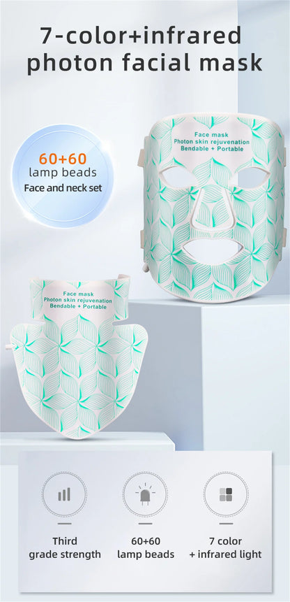 SKINDELÚX LED Light Therapy Face &amp; Neck Mask - 8-Color Photon Rejuvenation System